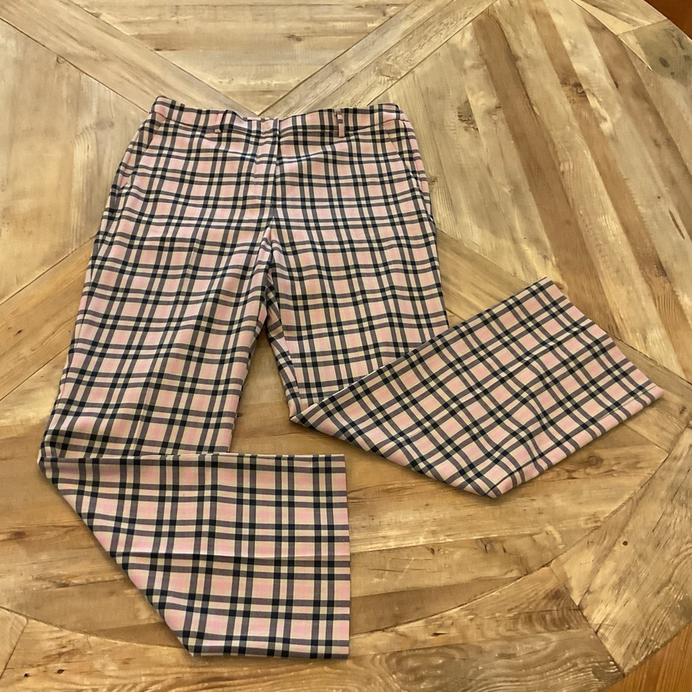 Weekend Maxβ Mara Pink Plaid Wool Blend Straight Leg Pants